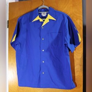Cruisin USA blue and yellow bowling shirt, size large